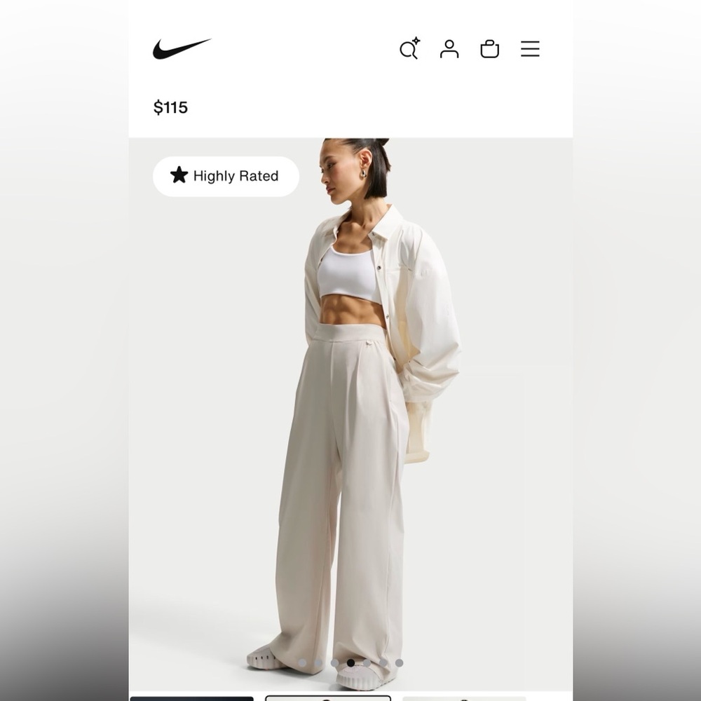 NWT Nike Cream High-Rise Wide-Leg Trousers